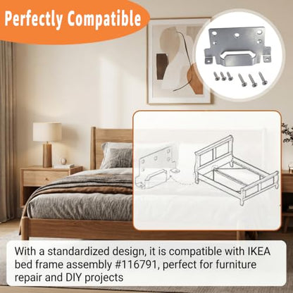 5 Pack 116791 Mounting Plates Compatible with IKEA Bed Frame Brackets