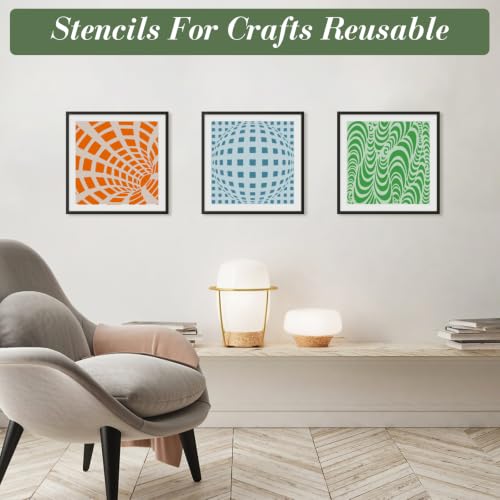 Geometric Texture Stencils for Crafts Reusable 16Pcs Stencils(5.9X5.9 Inch) - color: Texture 24
