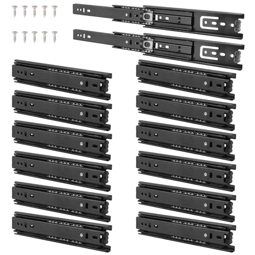 7 Pair 8 Inch Black Soft Close Drawer Slides, Heavy Duty Drawer Slides, Ball Bearing 3 Folds Full Extension, Used in Keyboard Trays, Table Drawers, Shelves, Nightstands, and More, by GENHAKON. - size: 7 Pair 8 Inch