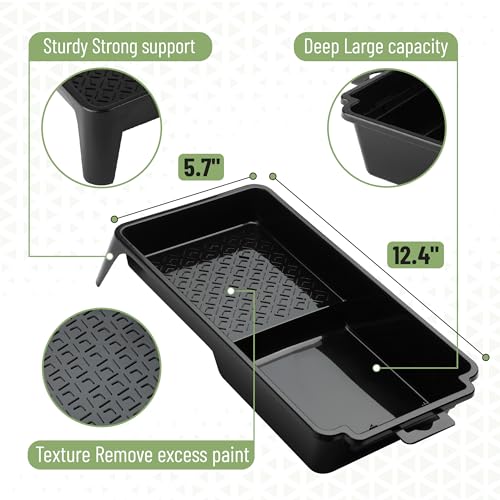 Bates- 4 Inch Paint Roller Set, 18 pcs, 1x Plastic Paint Tray, 3X Disposable Tray Liners, 1x Roller Frame, 5X Foam Covers, 5X Microfiber Covers, 3X Foam Brushes (1", 2", 3") - size: 2 x 0.1 x 1 inches