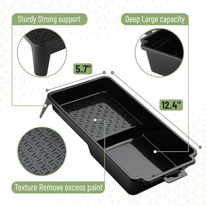 Bates- 4 Inch Paint Roller Set, 18 pcs, 1x Plastic Paint Tray, 3X Disposable Tray Liners, 1x Roller Frame, 5X Foam Covers, 5X Microfiber Covers, 3X Foam Brushes (1", 2", 3") - size: 2 x 0.1 x 1 inches