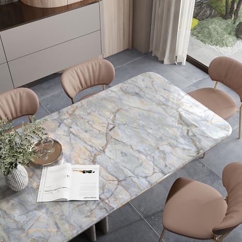 Marble Contact Paper for Countertops Waterproof Blue Gold Marble Vinyl Wrap - color: Blue Gold, size: 23.6" x 236"