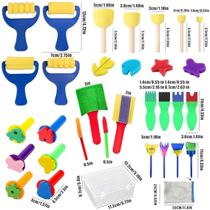 53-Pack Sponge Paint Brushes, Washable Painting Brushes - style: 53 Pcs