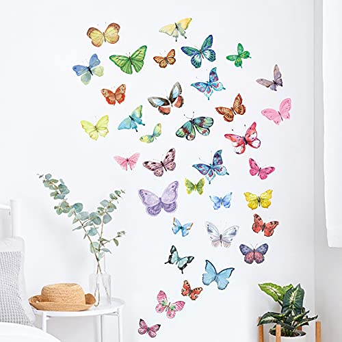 AOWDIAO Watercolor Butterfly Peel and Stick Wall Decals for Girls Bedroom Nursery Room Decor - style: Watercolor Butterfly