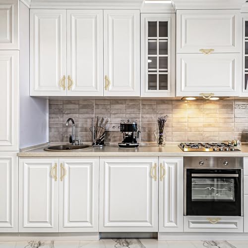 HOME EDIT Brushed Gold Cabinet Pulls Curved, 3-3/4 Inch/96 mm, 10 Pack - color: Brushed Brass, size: 3-3/4 Inch Hole Center