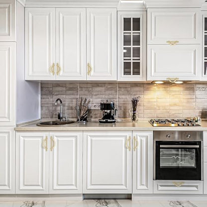 HOME EDIT Brushed Gold Cabinet Pulls Curved, 3-3/4 Inch/96 mm, 10 Pack - color: Brushed Brass, size: 3-3/4 Inch Hole Center