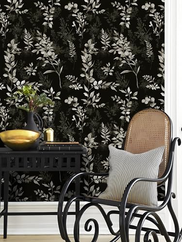 Floralplus Wallpaper Peel and Stick Dark Leaf Removable Wallpaper
