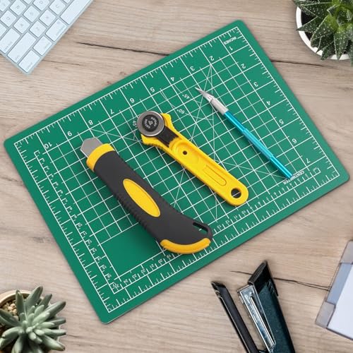 DIYSELF 1 Pcs Craft Knife Hobby Knife with 11 Pcs Stainless Steel Blades Kit and Cutting Mat 6in×8in