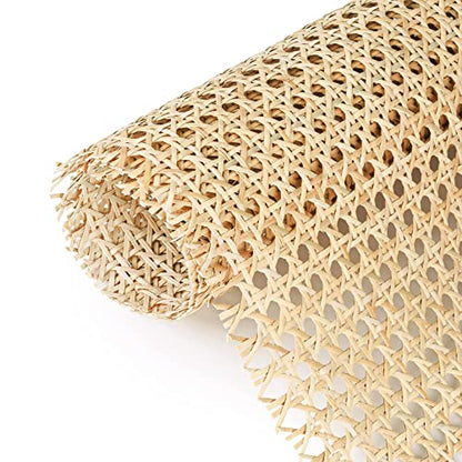 16" Width x 3.3 Feet Cane Rattan Webbing Roll for Caning Projects, Cane Webbing Sheet, Natural Pre-Woven Open Mesh for Furniture Chair Cabinet Ceiling Bed Door - size: 16in W x 3.3ft L