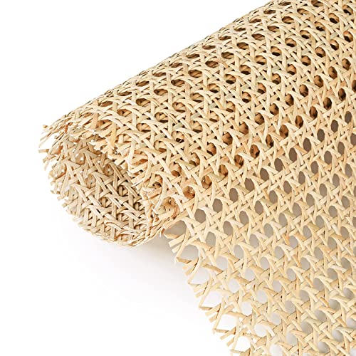 16" Width x 3.3 Feet Cane Rattan Webbing Roll for Caning Projects, Cane Webbing Sheet, Natural Pre-Woven Open Mesh for Furniture Chair Cabinet Ceiling Bed Door - size: 16in W x 3.3ft L