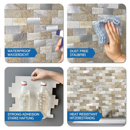 Peel and Stick Backsplash Stone Tiles Castle Brown 10pcs - color: Castle, size: 10sheets