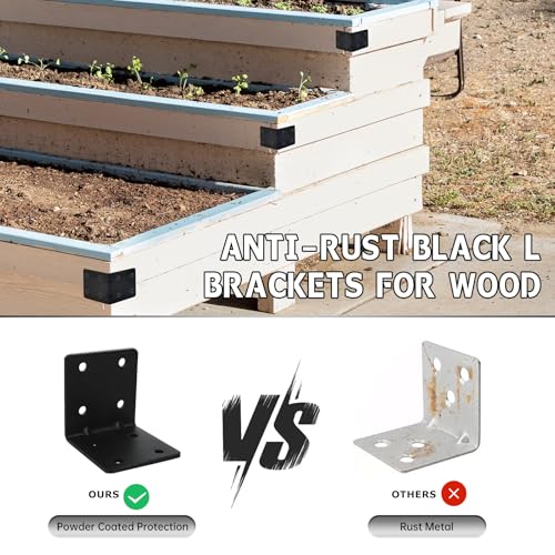 4 Pack L Brackets for Wood Matte Black Strong Corner Brace, Ribbed Corner Brackets for Wood Projects Furniture Fix and Replacement, Easy to Install, 2.5 x 2.75 x 2.75 in - size: 2.75x2.5in