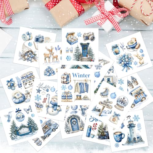 Winter Rub on Transfers for Crafts, Ski Transfer Furniture Decals - style: Blue Winter