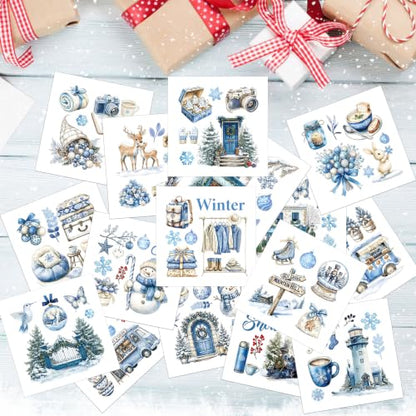 Winter Rub on Transfers for Crafts, Ski Transfer Furniture Decals - style: Blue Winter