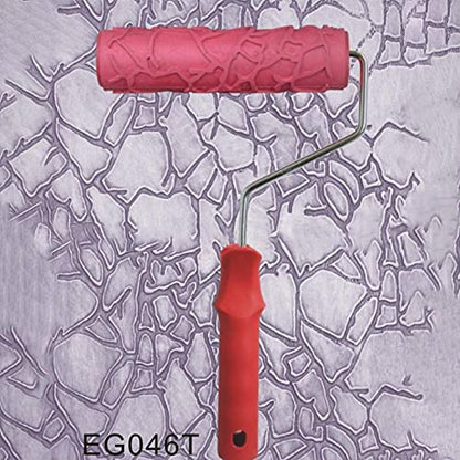 Utoolmart 7" Home Wall Rubber Paint Roller 175mm Wooden Grain Painting Roller with Plastic Handle 1Pcs - size: EG046T