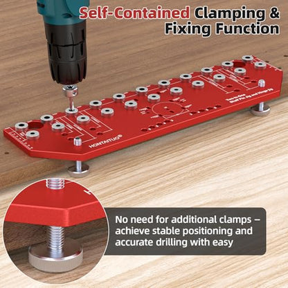 11-Hole Shelf Pin Jig and Hinge Jig 2-in-1, 1/4 Inch and 5mm Shelf Hole Jig