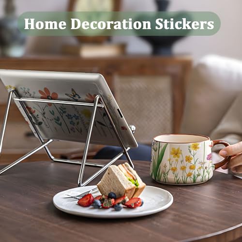 WANDIC 6 Sheets Rub On Transfer Stickers, Wild Flower Pattern Waterproof Decals Furniture Craft Embellishments for DIY Scrapbooking Photo Albums,15 * 30cm - color: Wild Flower