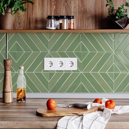 STICKGOO Herringbone Peel and Stick Backsplash, Olive Green, 10 Sheets - color: Olive Green, size: Pack of 10