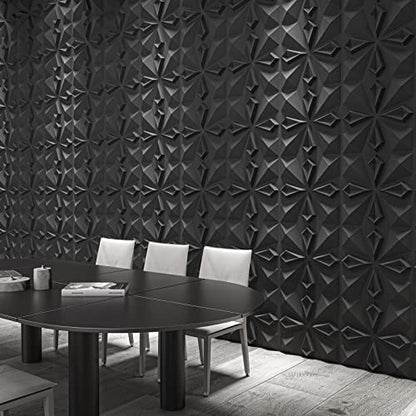 Art3dwallpanels 33 Pack 3D Wall Panels, Black PVC - color: New Black