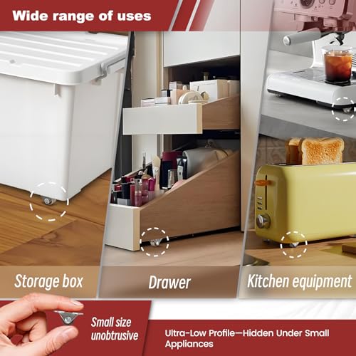 0.5 Inch Mini Fixed Drawer Rubber Caster Wheels, Non Swivel Caster Wheels - color: Brown - 0.5 inch