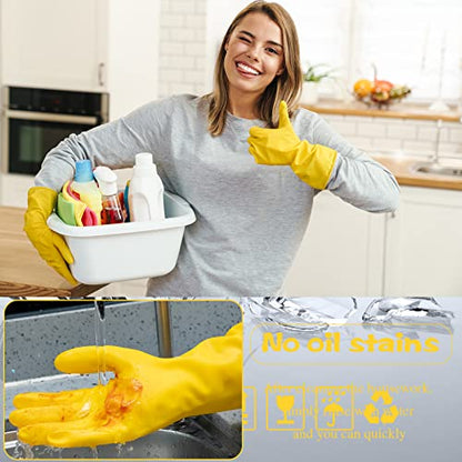 Rubber Reusable Gloves Long Household Dishwashing Gloves Kitchen Cleaning for Dishes Clean Gardening - color: Yellow, size: Large