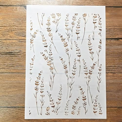 TIAMECH A4 Reusable Thin Grass Leaves Stencil for Painting - style: Thin Grass