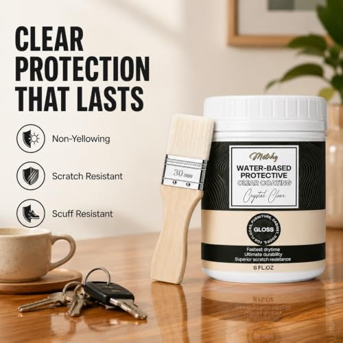 Water Based Polyurethane Clear Coat for Wood, High Gloss Varnish & Sealer - style: Water-Based Gloss