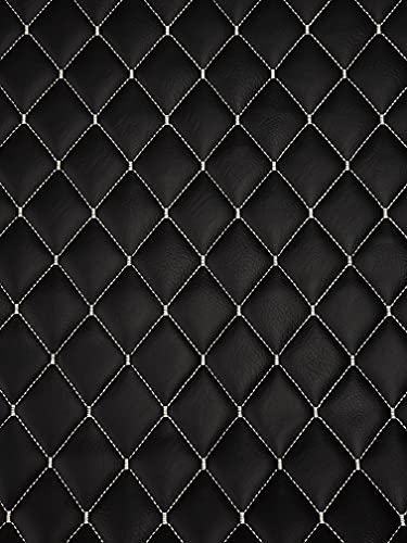Vinyl Quilted Foam Fabric with 3/8" Foam Backing Upholstery / 52" Wide/Sold by The Yard/FABRIC EMPIRE (Black with Hq White Thread, Diamond 2" x 3") - color: Black With Hq White Thread, size: Diamond 2" x 3"