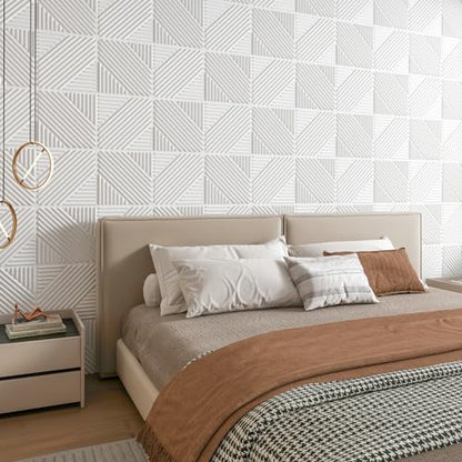 Art3d 3D Textured Accent Wall Panels, 12 x 12 Inch, 33-Pack, White - color: White