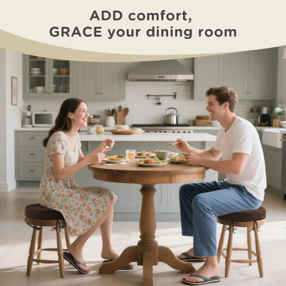 AddGrace Round Bar Stool Cushions with Ties Set of 2 12" Brown - color: Coffee