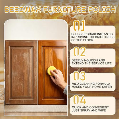 Beeswax Wood Polish Spray,Beeswax Floor Spray,Beeswaxs Floor Polish,Beeswaxs Floor Restorer,Multi-Purpose Furniture Polish,Wood Cleaner Repairing and Care,Restores Shine & Removes Scratches(355ml)