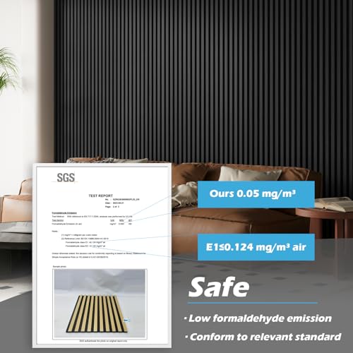 Art3d 3D Fluted Soundproof Wood Textured Slat Wall Panel, 4-Pack, Blackwood - color: Blackwood, size: 4pcs - 108" x 12"