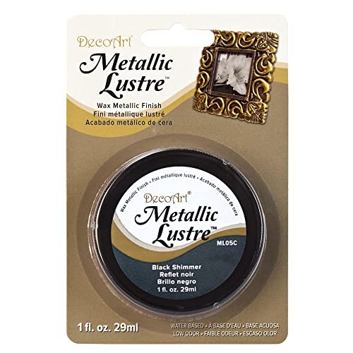 DecoArt Metallic Lustre Wax Finish 1oz - Black Shimmer - For Polishing, Removes Dirt, Removes Scratches, For Paint Protection - Solid - Touch-ups, Cleaning, Enhance Appearance