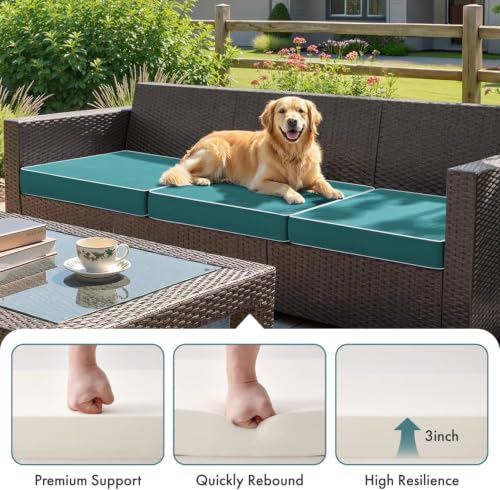 MIULEE Turquoise Outdoor Cushions 2 Pack,18.5x16x3 Inch Waterproof Cushions - color: Turquoise, size: 18.5 x 16 x 3 Inch