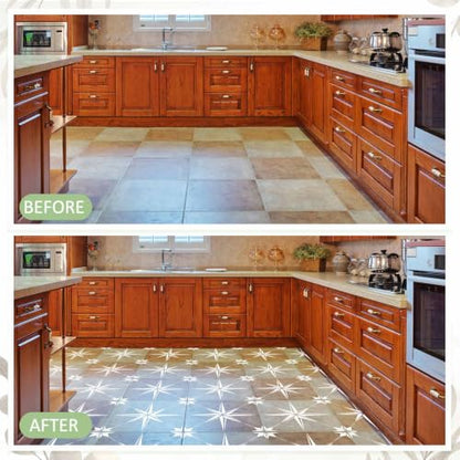 Zonon 4 Pcs 18 in Reusable Tile Stencil for Painting Large Pattern - size: 18 in, style: Compass Star