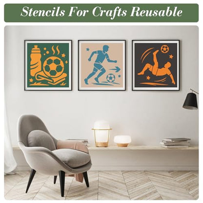 20Pcs Football World Soccer Stencils for Crafts Reusable(3.94X3.94 Inch) - color: Football