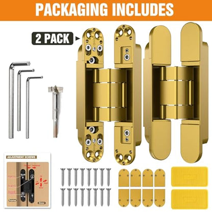 7" Hidden Door Hinge/Concealed Hinges,Invisible Hinges - color: Gold, size: 7 inches