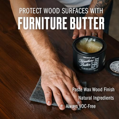 Walrus Oil - Furniture Butter, Paste Wax Wood Finish. 100% Natural, VOC-Free. 8 oz