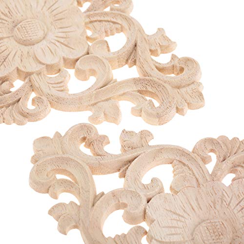 4Pcs Wood Carved Appliques Onlays Center Carving Decals for Furniture - color: 4-pack, size: 21x15cm/8.27"x5.9"