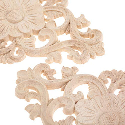 4Pcs Wood Carved Appliques Onlays Center Carving Decals for Furniture - color: 4-pack, size: 21x15cm/8.27"x5.9"