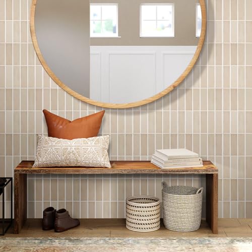 Peel and Stick Tile，New Upgrade Thicker Design Self Adhesive 12" x 12" Large Premium Peel and Stick Backsplash for Kitchen (Beige). - color: Beige