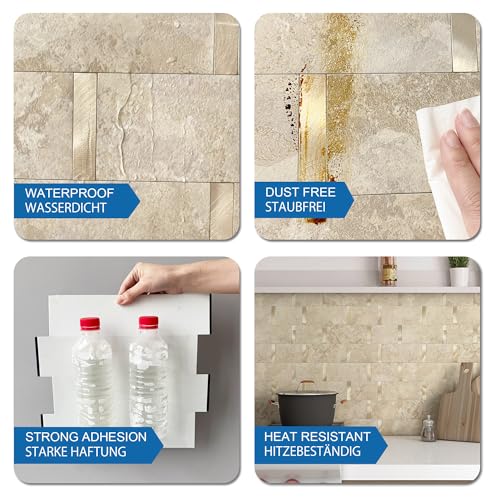 Subway Backsplash Peel and Stick Backsplash Tile Rust Beige 5pcs - color: Rust Beige, size: 5sheets