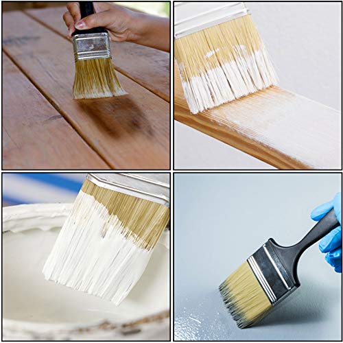 ZOENHOU 10 Pieces 3 Inch Paint Brush, Paintbrush Set, Paint Brushes Set Professional Paint Tools with Treated Plastic Handle for DIY Paint, Home, Furniture, Fences, Deck, and Wall Trim - size: 3 inches