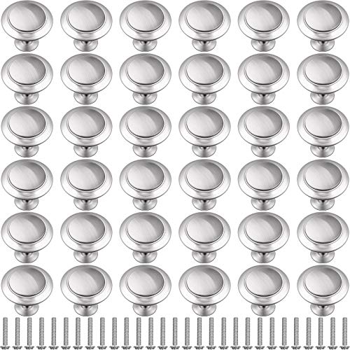 Ripeng 36 Pieces Round Ringed Kitchen Cabinet Pulls Kitchen Drawer Pull Cabinet Door Knob Drawer Handles Hardware Cupboard Handles with Screws for Dresser (Silver,1.06 Inch) - size: 1.06 Inch