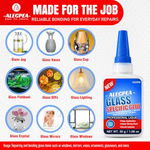 ALECPEA Glass Glue Clear, 30g Thin Super Glue for Glass with 3 Droppers - color: Glass Glue