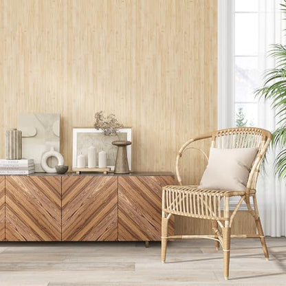 VEELIKE Bamboo Wood Contact Paper Peel and Stick Wood Wallpaper 24''x118'' - color: Light Brown, size: 24" x 118"