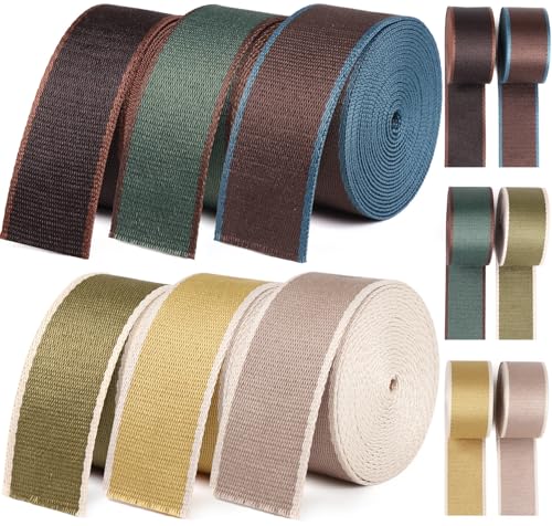 Webbing 1.5 Inch-6 Rolls Polycotton 1 1/2 inch Webbing Strap for Bag Making-1.5 "Cotton Striped Ribbon for Purse Backpack Luggage Straps 18 Yards - color: 02-Colorful-18 Yards