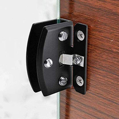 4 Pcs Glass Doors Hinge Cupboard Showcase Wine Cabinet Clamp Ambry Gate Hinges Replacement Parts - color: Black（K846-4PCS)