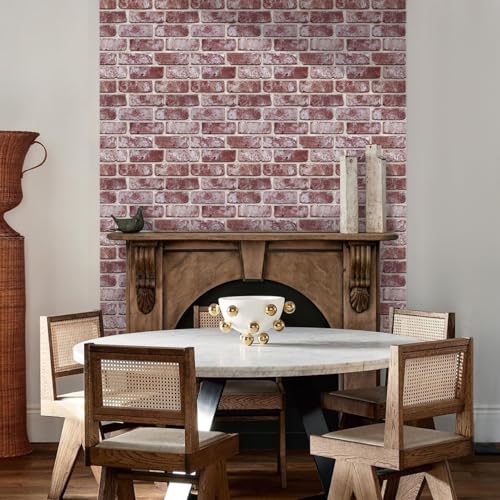 Commomy Faux Brick Wall Panels Peel and Stick Thin PVC 10 Pcs 11.8" x 11.8" - color: Brick-KH