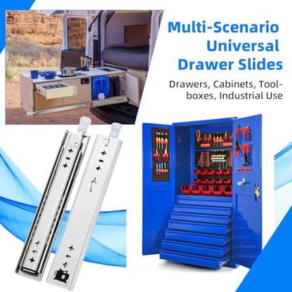 YENUO 304 Stainless Steel Locking Heavy Duty Drawer Slides 12–40 Inch 250LB - size: 12 Inch, style: 304 Stainless With Lock-W:53mm